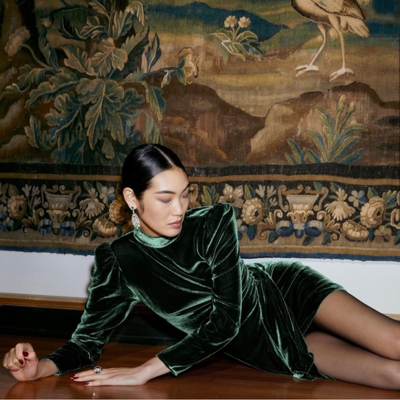 Reformation Burgundy Velvet Dress. - Picture 3 of 7